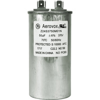 370VAC - Oil Filled Motor Run Capacitor - 50uf - Metal Round Case - Aerovox Z24S3750M01N