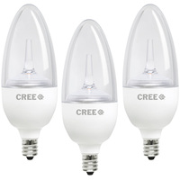 LED Chandelier Bulb - 3 Watt - 25 Watt Equal - Incandescent Match - 200 Lumens - 2700 Kelvin - Clear - Candelabra Base - 120 Volt - 3 Pack - Cree BB13-02027OMC-12DE12-1C600