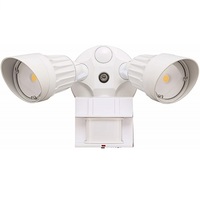 1440 Lumens - 20 Watt - 5000 Kelvin - LED Floodlight Fixture with Motion Sensor and Photocell - Adjustable 2-Head - 120 Volt - GlobaLux THF-20-120-850-WH