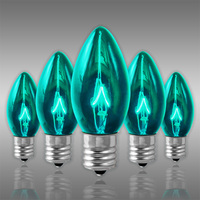 C9 - 7 Watt - Transparent Teal - Double Dipped - Incandescent Christmas Light Replacement Bulbs - Intermediate Base - 130 Volt - 25 Pack