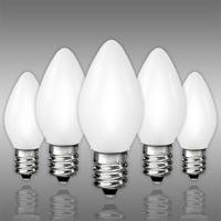 C7 - 5 Watt - White - Incandescent Christmas Light Replacement Bulbs - Opaque Ceramic Coating - Candelabra Base - 120 Volt - 25 Pack