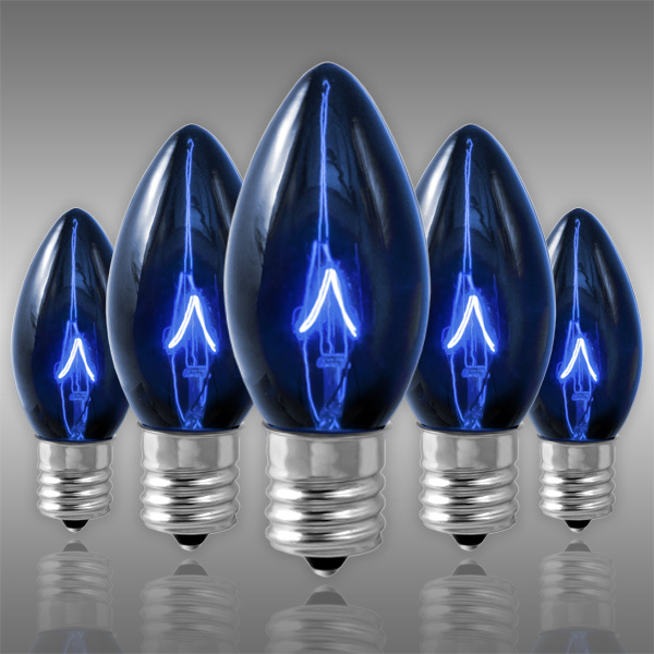 (25 Bulbs) C9 - Transparent Blue - Double Dipped - 7 Watt - Intermediate Base - Christmas Lights - HLS C97WBLU C9 7 Watt Christmas Replacement Light Bulbs