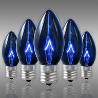 C9 - 7 Watt - Transparent Blue - Double Dipped - Christmas Light Bulbs - Incandescent - Intermediate Base - 130 Volt - 25 Pack