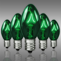 C7 - 5 Watt - Transparent Green - Incandescent Christmas Light Replacement Bulbs - Candelabra Base - Triple Dipped - 130 Volt - 25 Pack