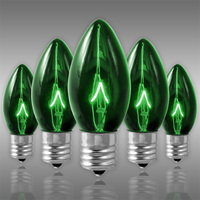 C9 - 7 Watt - Transparent Green -  Double Dipped - Christmas Light Bulbs - Incandescent - Intermediate Base - 130 Volt - 25 Pack