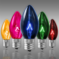 C9 - 7 Watt - Transparent Multi Color - Double Dipped - Christmas Light Bulbs - Incandescent - Intermediate Base - 130 Volt - 25 Pack