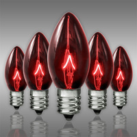 C7 - 5 Watt - Transparent Red - Triple Dipped - Incandescent Christmas Light Replacement Bulbs - Candelabra Base - 130 Volt - 25 Pack
