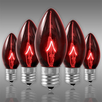 C9 - 7 Watt - Transparent Red - Incandescent Christmas Light Replacement Bulbs - Intermediate Base - Triple Dipped - 130 Volt - 25 Pack