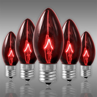 C9 - 7 Watt - Transparent Red - Triple Dipped - Incandescent Christmas Light Replacement Bulbs - Intermediate Base - 130 Volt - 25 Pack