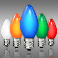 C7 - 5 Watt - Opaque Multi Color - Incandescent Christmas Light Replacement Bulbs - Candelabra Base - 130 Volt - 25 Pack