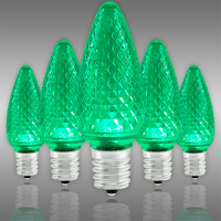 Green - LED C9 - Christmas Light Replacement Bulbs - Faceted Finish - Intermediate Base - 50,000 Life Hours - SMD LED Retrofit Bulb - 130 Volt - Pack of 25