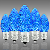 Blue - LED C7 - Christmas Light Replacement Bulbs - Faceted Finish - Candelabra Base - 50,000 Life Hours - SMD LED Retrofit Bulb - 130 Volt - Pack of 25