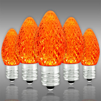 Orange - LED C7 - Christmas Light Replacement Bulbs - Faceted Finish - Candelabra Base - 50,000 Life Hours - SMD LED Retrofit Bulb - 130 Volt - Pack of 25