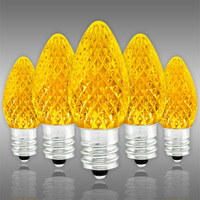 Yellow - LED C7 - Christmas Light Replacement Bulbs - Faceted Finish - Candelabra Base - 50,000 Life Hours - SMD LED Retrofit Bulb - 130 Volt - Pack of 25