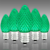 Green - LED C7 - Christmas Light Replacement Bulbs - Faceted Finish - Candelabra Base - 50,000 Life Hours - LED Retrofit Bulb - 130 Volt - Pack of 25