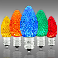 Multi-Color - LED C7 - Christmas Light Replacement Bulbs - Faceted Finish - Candelabra Base - 50,000 Life Hours - SMD LED Retrofit Bulb - 130 Volt - Pack of 25