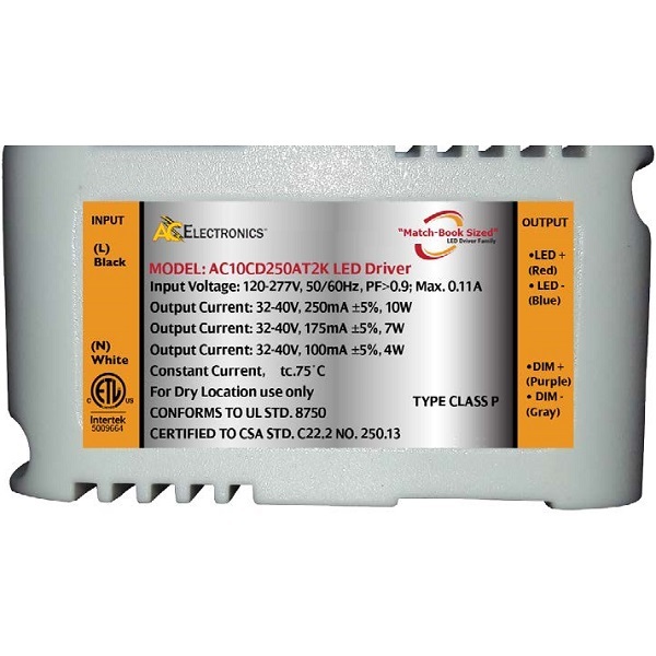 AC Electronics AC10CD250AT2K - Dimmable LED Driver