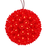 10 in. - LED Starlight Sphere - (150) Red Wide Angle LED Lights - Green Wire - Indoor/Outdoor - 120 Volt