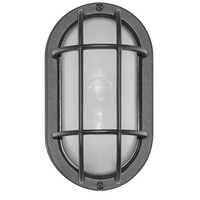 434 Lumens - 6.2 Watt - 5000 Kelvin - LED Oval Cage Bulk Head Fixture - Black Finish - Ribbed Glass Lens - 120 Volt - Euri Lighting EOL-WL13BLK-2050e