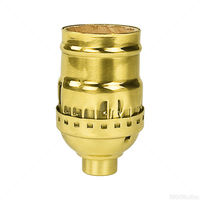 Short Medium Base Socket -  Keyless - Polished Brass Finish - 1/8 IPS With Screw Set - 660 Watt Maximum - 250 Volt Maximum - PLT 40-4160-01