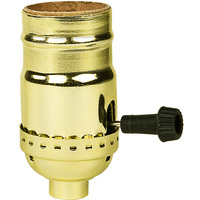 Medium Base Socket - 3 Way Turn Knob - Brass Finish - 1/8 IPS Without Screw Set - 250 Watt Maximum - 250 Volt Maximum - PLT 90-421