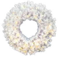 24 in. Christmas Wreath - Crystal White - 160 Classic PVC Needles - Prelit with Frosted Warm White LED Bulbs - Vickerman A805825LED