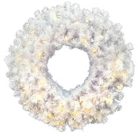 2 ft. Christmas Wreath - Crystal White - 160 Classic PVC Needles - Prelit with Frosted Warm White LED Bulbs - Vickerman A805825LED