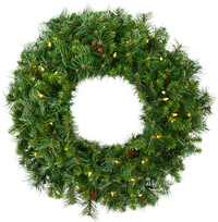 36 in. Christmas Wreath - Cheyenne Pine - 340 Realistic Molded Tips - Pre-Lit with LED Warm White Bulbs - Vickerman A801037LED