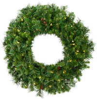 3 ft. Christmas Wreath - Cheyenne Pine - 340 Realistic Molded Tips - Pre-Lit with LED Warm White Bulbs - Vickerman A801037LED