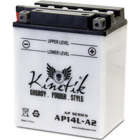 12 Volt - 14 Ah Capacity - Motorcycle Battery - D Terminal - Conventional (Wet Pack) - UPG 42003 - OEM AP14L-A2