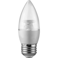 320 Lumens - 5 Watt - 3000 Kelvin - LED Chandelier Bulb - 3.8 in. x 1.4 in. - 40 Watt Equal - Halogen - Clear - Medium Base - 90 CRI - 120 Volt - 90+ Lighting SE-350.153