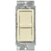 CFL/LED or Incandescent/Halogen Dimmer Switch - Single Pole - Slide Switch - Light Almond - 600 Watt Max. Incandescent or 150 Watt Max. LED - 120 Volt - Leviton 6672-1LT