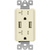 USB Dual Charger Receptacle - Ivory Thumbnail