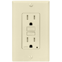 Duplex Receptacle - 15 Amp - Light Almond - 125 Volt - AFCI Outlet - Leviton AFTR1-T