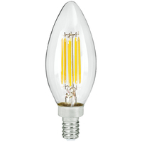 500 Lumens - 5 Watt - 2700 Kelvin - LED Chandelier Bulb - 60 Watt Equal - Incandescent Match - Clear - Candelabra Base - 120 Volt - TCP FB11D6027EE12CS