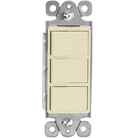 Decorator Triple Switch - Single Pole - Light Almond - 15 Amp Maximum - Rocker Switch - 120-277 Volt - Enerlites 62755-LA