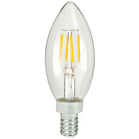 300 Lumens - 4 Watt - 2700 Kelvin - LED Chandelier Bulb - 40 Watt Equal - Incandescent Match - Clear - Candelabra Base - 120 Volt - TCP FB11D4027EE12C