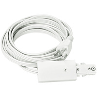Nora NT-321W - Cord and Plug Set - White - Single Circuit - Compatible with Halo Track