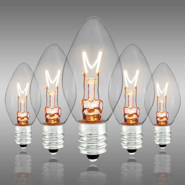 (25 Bulbs) C7 - Twinkling - Clear - 7 Watt - Candelabra Base - Christmas Lights - HLS C7-TWK-CLR Christmas Lights