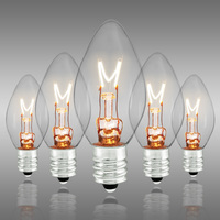 Twinkling - C7 - Clear - 7 Watt - Incandescent Christmas Light Replacement Bulbs  - Candelabra Base - 120 Volt - 25 Pack