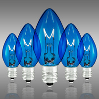 C7 - 5 Watt - Transparent Blue - Incandescent  Christmas Light Replacement Bulbs - Candelabra Base - 130 Volt - 25 Pack