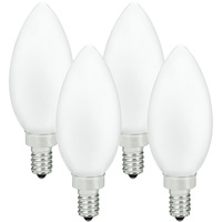 450 Lumens - 4 Watt - 2700 Kelvin - LED Chandelier Bulb - 40 Watt Equal - Incandescent Match - Frosted - Candelabra Base - 120 Volt - 4 Pack - Euri Lighting VB10-3020ef-4