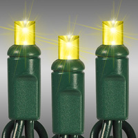 LED Christmas String Lights - 17 ft. - (50) Wide Angle Yellow LED's - 4 in. Bulb Spacing - Green Wire - Male and Female Plugs - 120 Volt - HLS 45504R-PB24