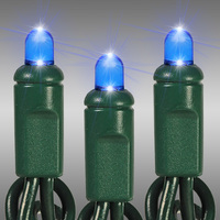 LED Mini Light Stringer - 25 ft. - (50) LEDs - Blue - 6 in. Bulb Spacing - Green Wire - Male to Female Plugs - 120 Volt - Christmas Lite Co. 10720