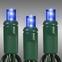 LED Mini Light Stringer - 17 ft. - (50) LEDs - Blue - 4 in. Bulb Spacing - Green Wire - Male to Female Plugs - 120 Volt - Christmas Lite Co. 37-635-89