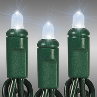 LED Mini Light Stringer - 26 ft. - (50) LEDs - Winter White - 6 in. Bulb Spacing - Green Wire - Male to Female Plugs - 120 Volt - Christmas Lite Co. 10482