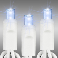 LED Christmas String Lights - 24 ft. - (70) Wide Angle Cool White LED's - 4 in. Bulb Spacing - White Wire - Male and Female Plugs - 120 Volt - Christmas Lite Co. 45643R-B