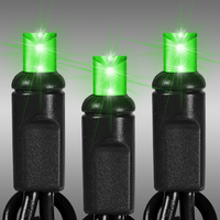 LED Mini Light Stringer - 25 ft. - (50) LEDs - Lime Green Frost - 6 in. Bulb Spacing - Black Wire - Male to Female Plugs - 120 Volt - Christmas Lite Co. 5MM50LF-B