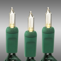 LED Mini Light Stringer - 26 ft. - (50) LEDs - Warm White - 6 in. Bulb Spacing - Green Wire - Male to Female Plugs - 120 Volt - Christmas Lite Co. 506LMLCLR