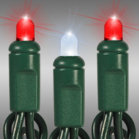 LED Christmas String Lights - 25 ft. - (50) Multi-Directional Candy Cane LED's - 6 in. Bulb Spacing - Green Wire - Male and Female Plugs - 120 Volt - HLS 505R-6PWRG